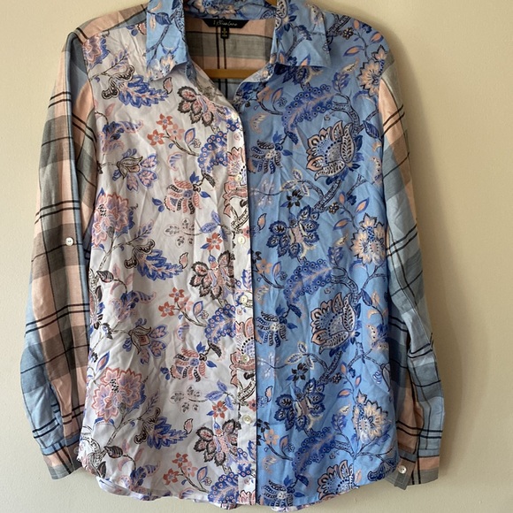 long sleeve button down two tone shirt - Picture 2 of 4